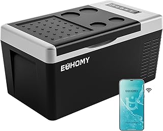 EUHOMY 12 Volt Refrigerator, 19QT(18L) Compressor Electric Cooler APP Control, Car Fridge -4℉~68℉, Portable Refrigerator 12/24V DC 100-240V AC, Portable Freezer for Camping, Travel, Boat product image