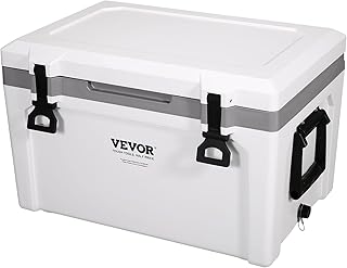 VEVOR Ultra-Light Hard Cooler, Ice Retention Cooler with Heavy Duty Handle, Ice Chest Lunch Box for Camping, Travel, Outdoor, Keeps Cool for up to 6 Days, 30% Lighter Than Rotomolded Coolers product image