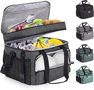 Lunch Box for Men Women,Reusable Large Double Deck Tactical Insulated Lunch Bag with Adjustable Shoulder Strap,Leakproof Tote Cooler Bag for Work Adults Picnic Beach Office-24 Cans product image
