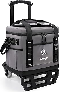 TOURIT Portable 50-Can Collapsible Rolling Soft Cooler with 29L Space & Reinforced All-Terrain Cart with Wheels Easy Transportation, Large Leakproof Travel Beach Ice Chest for Grocery Shopping product image