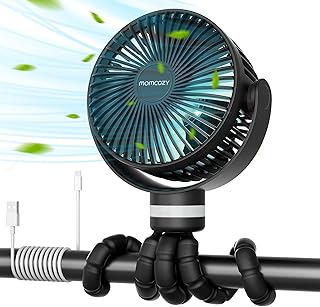 Momcozy 8000mAh Portable Stroller Fan | 27H Ultra-long Battery Life | Detachable 4 Speed 360°Rotate | 2 Modes LED Night Light, USB Rechargeable Handheld Cooling Fan for Travel, Car Seat, Bedroom product image