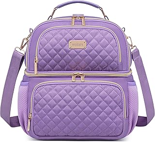 Weitars Lunch Bag for Women,Dual Compartment Lunch Box for Women Lunch Tote for Work,Insulated Leakproof Lunch Cooler Bag with Side Pockets and Adjustable Strap for Hiking,Picnic,Beach product image