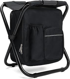 Portable Backpack Stool Cooler Chair for Adults, Folding Large 3 in 1 Multifunction Insulated Camping Seat Backpack Cooler Chair Heavy Duty 350lbs for Fishing Hunting, Black product image