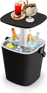 Goplus Cooler Table, Portable 4 Gallon Beer and Wine Ice Cool Bar with Handle, Bottle Opener & Lift Top Lid, 3-in-1 Outdoor Cooler Side Table for Patio Poolside Camping Picnic product image