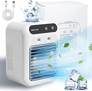 Mini Air Conditioners, 25W Rechargeable Portable AC Unit, Personal Cooling Fan with 2 Speeds & 2 Cool Air Spray, Small Room Air Conditioners for Bedroom, Office, Outdoor product image