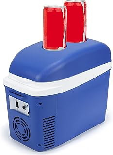 Iceblue Mini Fridge, 7 Liter /9 Cans Skincare Fridge with Belt, AC Plug & 12V Car Charger Dual-use Small Refrigerator, Compact & Portable Refrigerator for Car, Dorm, Travel, Picnic, Gift (Blue) product image