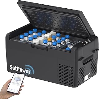 Setpower 12V Refrigerator 21 Quart Portable Freezer 50 Hours Keep Cool,Electric Cooler for Vehicles Car Refrigerator for Car Camping Truck Van RV SUV Road Trip Travel (3-year warranty) product image