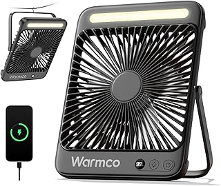 Warmco 20000mAh Battery Powered Fan, Ultra-Slim 8-Inch Portable Camping Fan with LED Lantern, Up to 48H Runtime Rechargeable Desk Fan for Bedroom, Outdoor, Tent, Travel, Cruise Ship Essentials product image