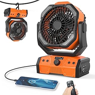 Portable Rechargeable Fan, 3-in-1 Camping Fan with 20000mAh Battery Powered, LED Lights, USB C, Remote Auto Oscillating for Indoor, Tent, Travel, Car, BBQ, Fishing, Camping Essentials product image