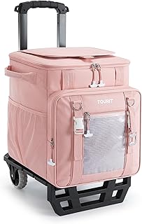 TOURIT 50 Can Cooler with Wheels, 16Hrs Ice Retention Rolling Cooler, PU-Coated Waterproof Soft Sided Cooler Bag for Camping, Beach, Travel, Picnics, Shopping product image