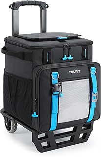 TOURIT Collapsible Cooler with Wheels, Insulated Rolling Cooler with All-Terrain Cart, Waterproof Soft Sided Cooler Bag for Beach, Picnic, Camping, Shopping, Travel product image