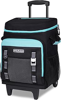 INSMEER Cooler with Wheels and Handle, 80 Cans/50L Rolling Cooler, Portable Soft Sided Cooler with Wheel, 2-in-1 Collapsible Trolley Cart, Large Coolerbag for Grocery Shopping product image