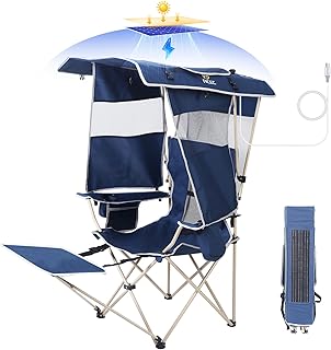 Nice C Chair with Canopy, Umbrella Chair, Chairs with Shade, Sports Chairs, USB, Type-C&DC Charging Cable Included, 30W Solar Panels, Removable Footrest&Cooler Bag (1 Navy) product image