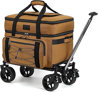 Extra Large Wheeled Portable Cooler Bag 85 Cans Double Deck Heavy Duty Rolling Insulated Cooler with All-Terrain Wheels Leakproof Tactical Soft Sided Cooler for Beach Camping Picnic Travel product image