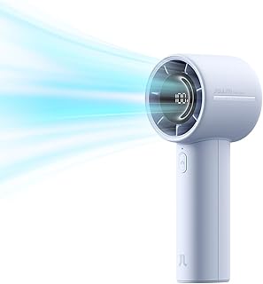JISULIFE Handheld Turbo Fan, 5000mAh Rechargeable Portable Fans,Up to 28 Hours Cooling,5 Speed Strong Wind,Personal Mini Fan for Travel Outdoor Camping Beach Makeup（Blue） product image