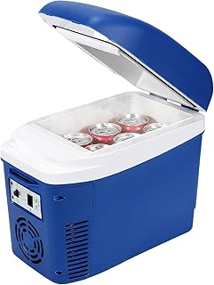 Iceblue Mini Fridge, 7 Liter /9 Cans Skincare Fridge with Belt, AC Plug & 12V Car Charger Dual-use Small Refrigerator, Compact & Portable Refrigerator for Car, Dorm, Travel, Picnic, Gift - Blue product image