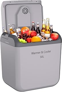 Garvee 32 QT (30 L) Electric Cooler & Warmer with Handle, Portable Car Refrigerator, 12V Car Cooler, 110V AC Home Power Cord, Plug In Coolers, Car fridge for Vehicle, Truck, Travel, Camping, Gray product image