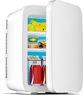 10L Portable Mini Fridge, AC/DC Thermoelectric Cooler and Warmer, Compact Refrigerator with Removable Shelves for Bedroom, Office, Dorm, Car, Camping, Skincare & Food Storage (White 16L) product image