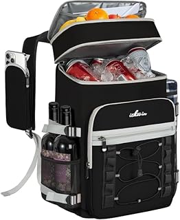 Cooler Backpack, 40 Cans Insulated Lunch Backpack Picnic Backpack for Men&Women, Durable Cooler Bag with 2 Leak Proof Compartments for Picnic, BBQ Camping, Lunch, Beach, Hiking, Black product image