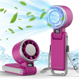 PlayHot Portable Handheld Turbo Fan with Ice Cooling, Rechargeable Personal Fan, Up tp 12Hrs Cooling, 5 Speed 25550RPM Powerful Portable Fan for Travel, Outdoor, Camping, Hiking (Magenta) product image