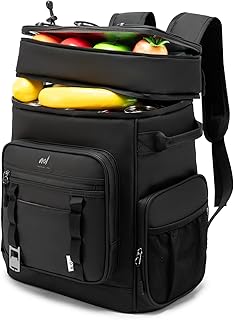 NOL Natural Organic Lifestyle Double Deck Large Waterproof Insulated Cooler Backpack for Men & Women, 32L/57 Cans Leak Proof Cooler Lunch Backpack for Camping, Hiking, Fishing, Picnic, Outdoor， Black product image