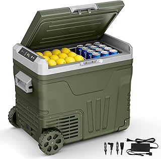 Antarctic Star 12 Volt Refrigerator,53QT(50L)Electric Cooler Compressor, Portable Refrigerator -4℉~68℉,Car Fridge 12/24V DC 100-240V AC,Portable Freezer with Wheels&2 Baskets for Camping,Travel,GREEN product image