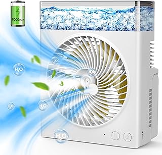 Misting Fan Portable, 8000mAh 8-Inch Rechargeable Battery Operated Fan with 600mL Water Tank, Cooling Desk Misting Fans for Outside, Perfect Quite Mist Water Spray Fans for Home Office Camping Patio product image