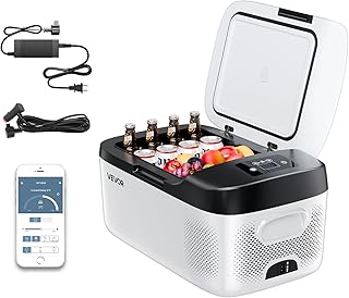 VEVOR Car Refrigerator, DC 12/24V AC100-240V Compressor Electric Cooler, -4°F to 68°F Car Fridge with APP Control, 16 QT Cars Freezer for RVs, Campsites, Boats, Camping, Fishing, 60W Portable Freezer product image