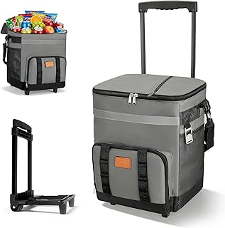 60-Cans Large Rolling Cooler Bag, Leakproof Insulated Soft Cooler Bag Ice Chest with Wheels Portable Wheeled Cooler, Collapsible Insulated Cooler Bag for Beach Camping Patio Travel Outdoor product image