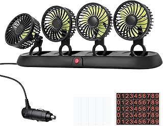 Portable 4-Head Car Cooling Fan - 3-Speed Adjustable, 360° Rotating, Cigarette Lighter Plug, Powerful Airflow for Vehicles, RVs, and SUVs product image