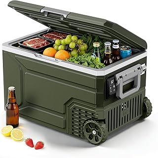 Electactic 12V Portable Refrigerator, 68 Quart(64L) Electric Cooler for Car Dual-Voltage 12V/24V DC Car Fridge, -4°F to 68°F Portable Freezer With Wheels, Truck, RV, Camping, Home, Road Trips，Green product image