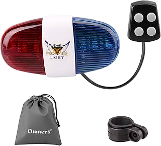 Oumers Bicycle Police Sound & Light, Bike LED Horn Siren, 6 LED Lights, 4 Sounds, Waterproof Accessories product image