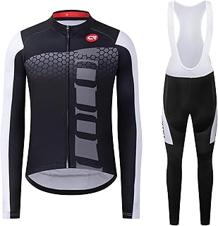 Coconut Ropamo CR Men's Cycling Clothing Set Long Sleeve Cycling Jersey Zipper Pocket Bike Outfit Cycling Bib Pants 3D Padded product image