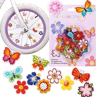 Bike Wheel Spoke Decorations – 24 Clip-On Flower & Butterfly Accessories – Fun Bicycle Spoke Decorations for Kids, Girls, Toddlers – Easy Snap-On, Colorful Bike Gifts product image