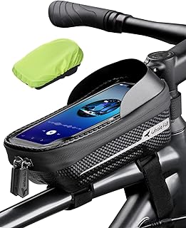 whale fall Bike Frame Bag Waterproof, 3D Eva Hard Shell, Bike Phone Holder, Bicycle Top Tube Bag, Cycling Pouch with Rain Cover, Bike Accessories for Phones Under 7" product image