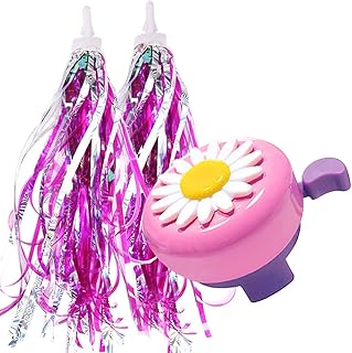Kids Bike Bell and Streamers for Girls - 1 Pack Flower Bicycle Bell with 2 Pack Bike Streamers for Children's Bike Accessories product image
