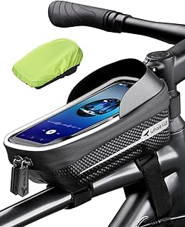 whale fall Hard Casing Bike Bag, Bike Accessories for Adult Bikes, Gifts for Men, Mens Gifts for Birthday,Bicycle Enthusiasts,Sturdy/Lighter/Waterproof, 4” - 7” Cellphone, Black-Reflective Strip product image