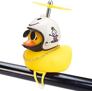 wonuu Rubber Duck Toy Car Ornaments Yellow Duck Car Dashboard Decorations Squeeze Duck Bicycle Horns with Propeller Helmet product image