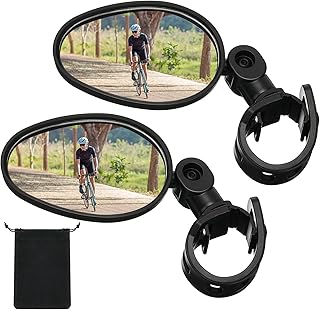 Hestya 2 Pcs Bike Mirror 360 Degree Adjustable Safe Rotatable Handlebar Mirror Bicycle Accessories Shockproof Acrylic Convex for Mountain Road Bike product image