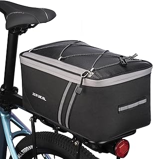 JXFUKAL Rear Bike Rack Bag with Rain Cover, 7L/9L/10L/12L Waterproof Bicycle Ebike Saddle Bag Cycling Pannier Trunk Carrier with Reflector & Adjustable Cord for Commuter Travel Outdoor product image