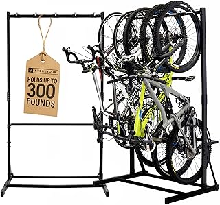 StoreYourBoard Freestanding Bike Rack for 5 Bikes - Heavy Duty Aluminum & Steel Indoor Bike Rack Garage - Space-Saving Vertical Bike Rack for Road, Mountain, and Hybrid Bicycles - Holds Up to 300 Lbs product image
