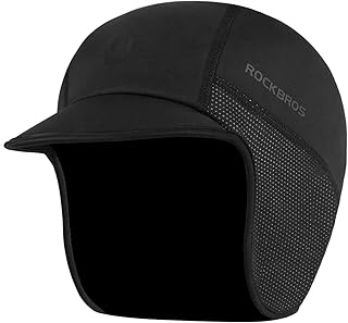 ROCKBROS Winter Cycling Caps for Men Women Windproof Cycling Hat with Sun Visor Under Helmet Liner Black product image