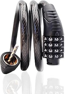 Jokmae Long Coiled Security Resettable Combination Bike Cable 4 Digit Lock, Anti-Theft Accessories for Mountain and Road Bike, Electric Bicycle, Scooter, 32 inch product image