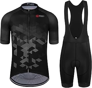 GCRFL Men's Cycling Jersey Set Road Bike Shorts Sleeves Jersey Zipper Pokcet Bib Shorts with Padded, Cycling Clothing kit Men product image