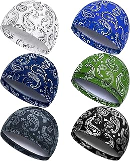 Haysandy 6 Pcs Cooling Skull Cap Motorcycle Helmet Liner Men Women Sweat Wicking Beanie Bicycle Running Cap Head Wrap product image