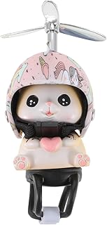 Cat Bike Bell Accessories, Resin Handlebars with Propeller Helmet, Mount Cat Figurine for Girls Boy, Bicycle Motorcycle Car Decoration Dashboard Ornament product image