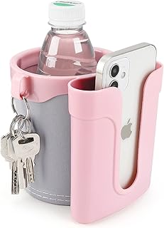 Accmor 3-in-1 Bike Cup Holder with Cell Phone Keys Holder, Bike Water Bottle Holders, Universal Bar Drink Cup Can Holder for Bicycles, Motorcycles, Scooters, Grey Pink product image