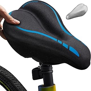 MEENCOOL Bike Seat Cushion - Gel Padded Bike Seat Cover for Men Women Comfort, Adjustable Velcro Secure Bicycle Seat Cushion Compatible with Peloton, Indoor & Outdoor Bicycle Seat(11"x7") product image