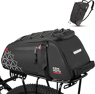 KEMIMOTO Rear Bike Rack Bag - 8L PVC Water Resistant Ebike Bags for Bicycle Rear Rack, Bicycle Trunk Pannier for Commuter Travel Shopping and Cycling (Black) product image