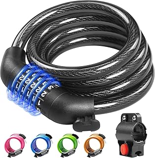 Bike Lock Cable with Combination,High Security 5-Digit Resettable Combination Bicycle Lock Anti-Theft, with Mounting Bracket for Bikes and Scooters product image